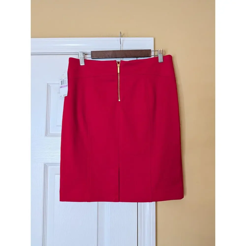 Michael Kors Red Pencil Skirt Size 6 NWT Quiet Luxury Office Holiday